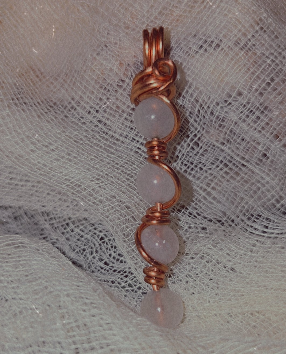 Copper Rose Pendant – Rose Quartz