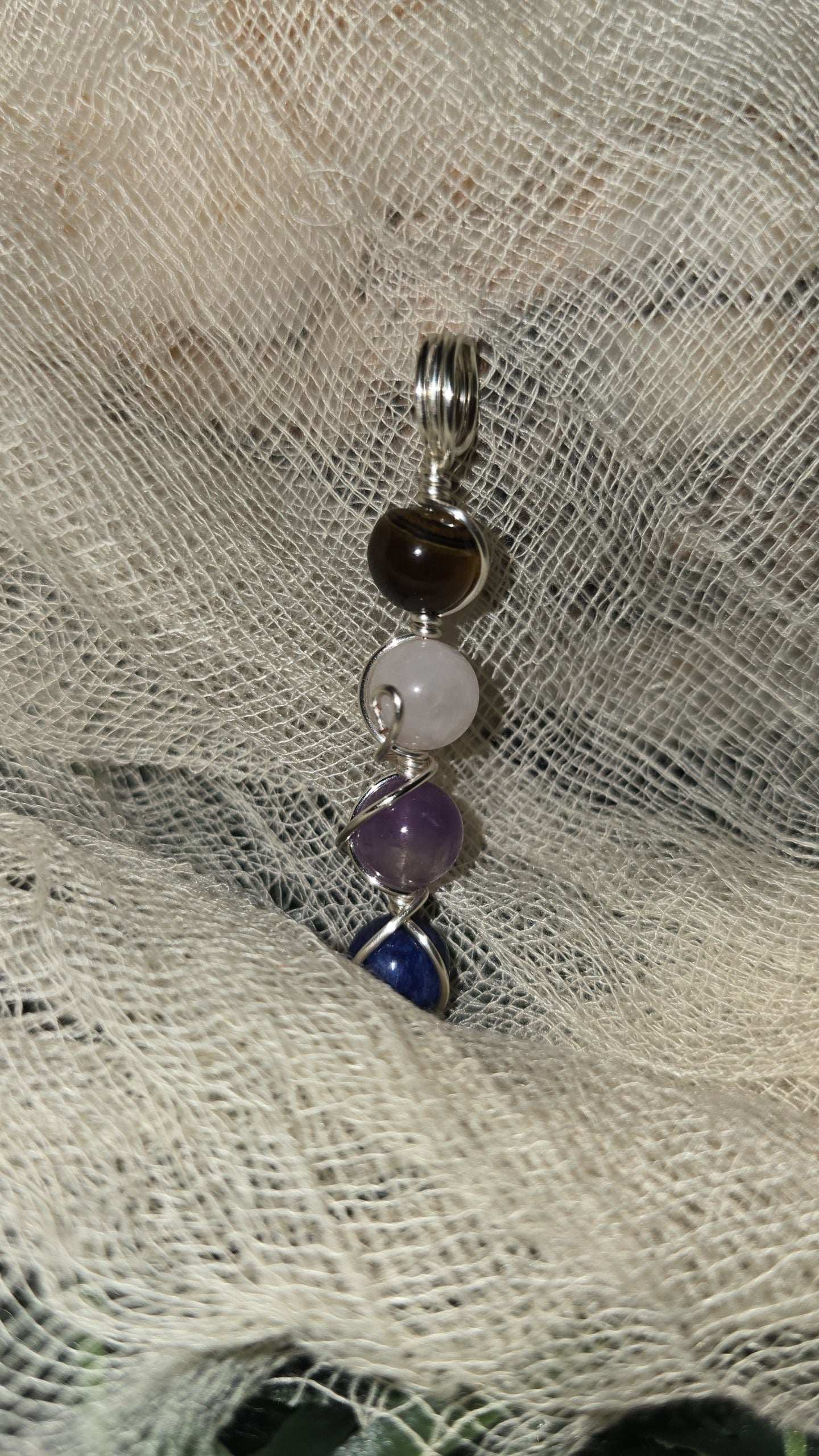 Harmonic Elements Pendant – Tiger’s Eye, Rose Quartz, Amethyst & Sodalite